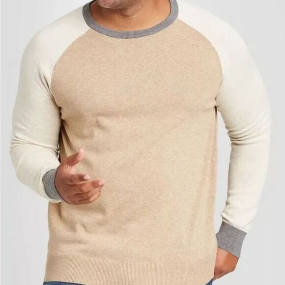 𝅺Goodfellow &‎ Co color-block crewneck knit sweater - Picture 1 of 5
